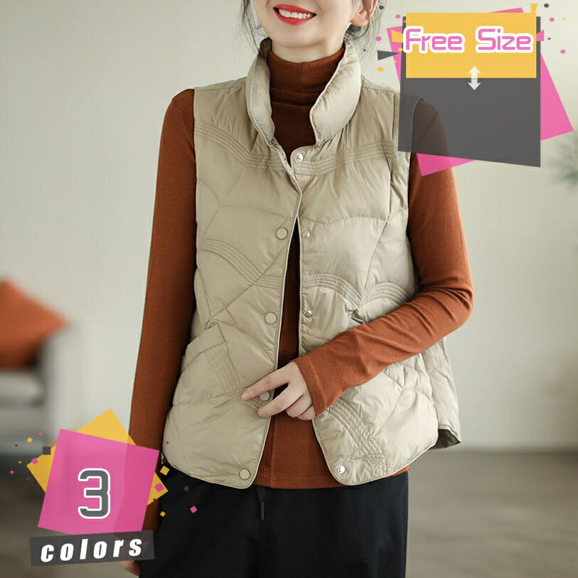 1000円OFFクーポン ダウンベスト レディース フード付き 大きいサイズ アウター ジャケット 中綿 上着 羽織り ハイネック 軽量 秋 通勤 通学 暖かい 無地 お出かけ 秋冬 ノースリーブ ゆったり 体型カバー 大人 可愛い きれいめ オフィス mdnat
