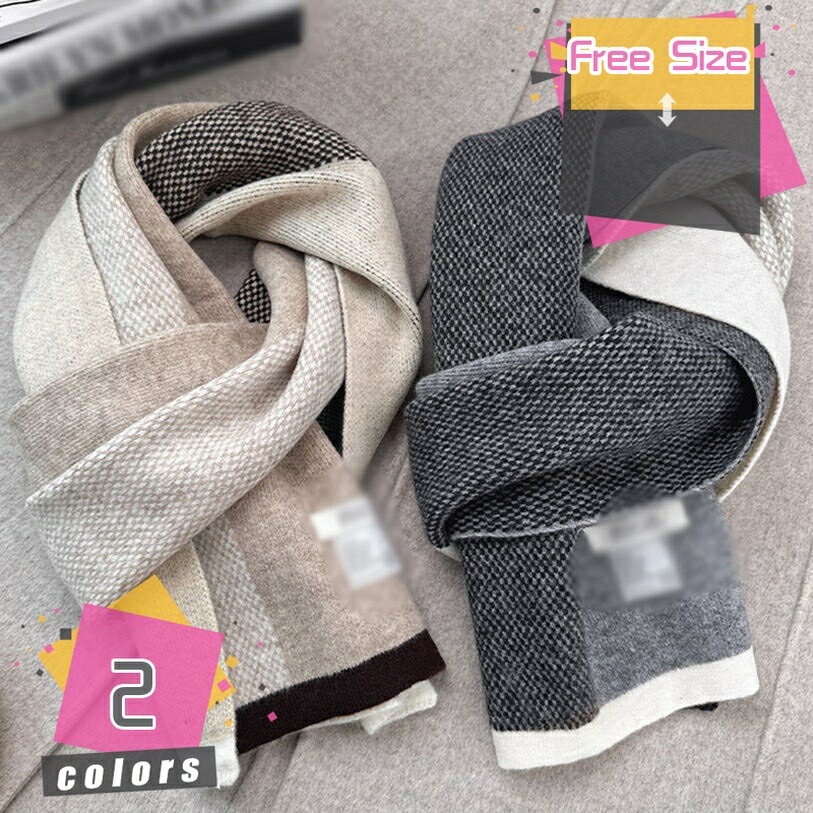 マフラー メンズ ストール 大判 秋冬 男性用 厚手 ニット 防寒 防風 暖かい チェック 男女兼用 ビジネ..