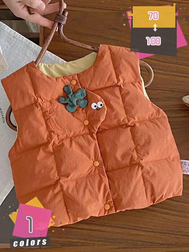 インナーベスト クルーネック 袖なしキルティング 子供服 トップス キッズ 中綿ベスト 軽量 スナップボタン かわいい アニメ 防寒 防風 男の子 女の子 こども服 前開き 無地 冬服 春 可愛い シンプル ノースリーブ 通園通学 mdnat