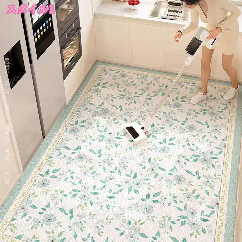 1000円OFFクーポン キッチンマット 拭ける 花柄 大判 キッチン マット おしゃれ はっ水 防水 滑りにくい 新居 お掃除簡単 PVC用品 洗濯不要 クッション性 防音 滑り止め加工 汚れにくい お手入れ簡単 台所用品 インテリア mdnat mdnat-10072612 TandM サンプル画像2