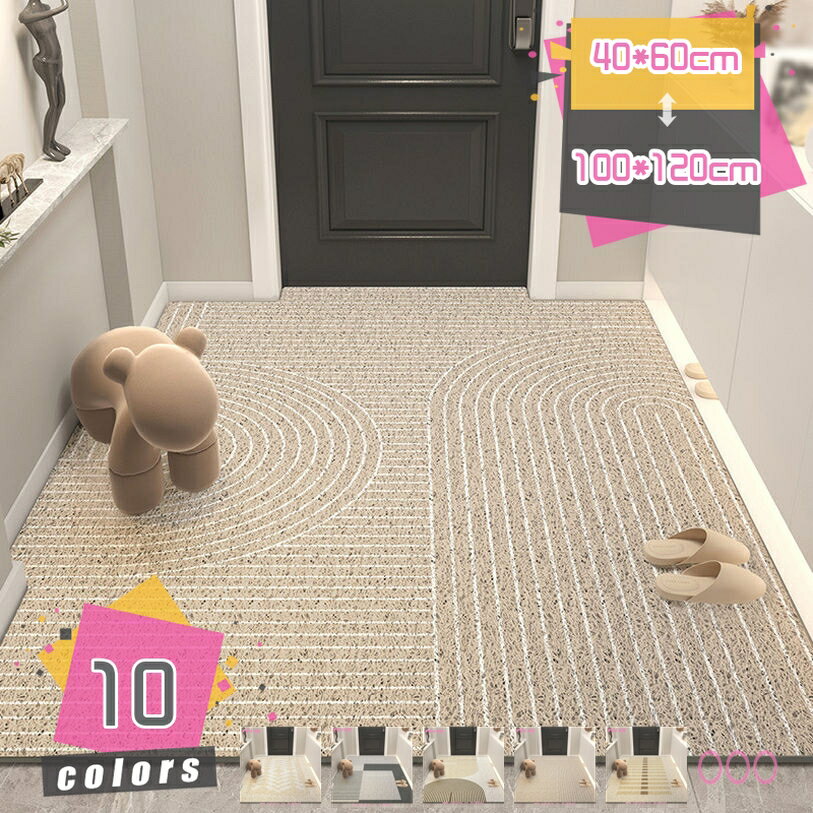 エントランスマット ウェルカム 玄関 マット 滑り止め ドアマット 屋外 泥落とし 花柄 北欧 PVC 撥水加..