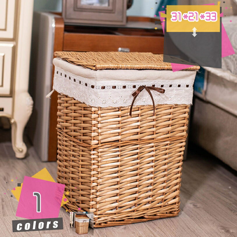 ランドリーバスケット ナチュラル 手織りバスケット 蓋付き収納ボックス ラタン衣類ランドリーバスケット 蓋付き 小物入れ 収納ケース 収納バスケット 籠 カゴ バスケット ふた付き アジア おしゃれ 北欧インテリア mdnat