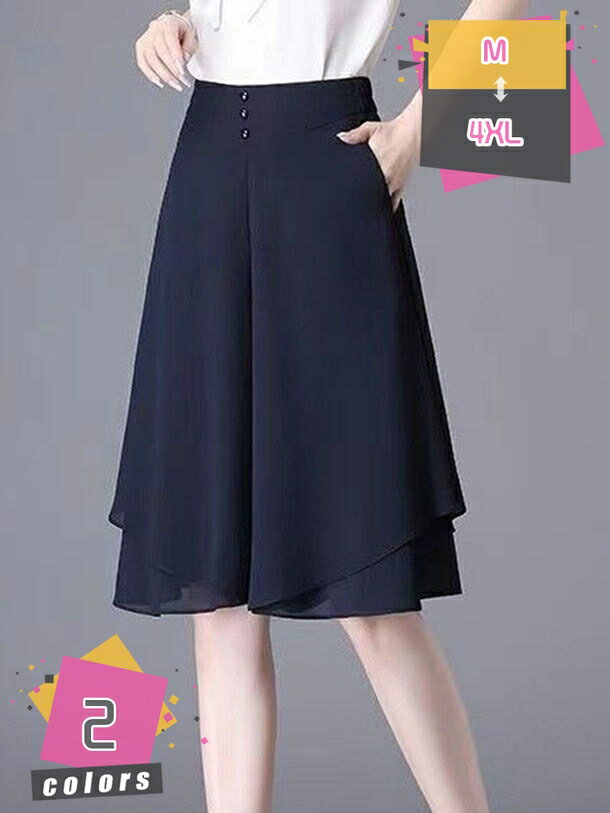 ワイドパンツ ガウチョパンツ レディース スカーチョ ゆったり ウエストリボン ウエストゴム 裏地あり レイヤード シフォン ふんわり キュロット ガウチョ ボトムス フレア 薄手 練習着 演出服 舞台 美脚 夏 春 秋 mdnat