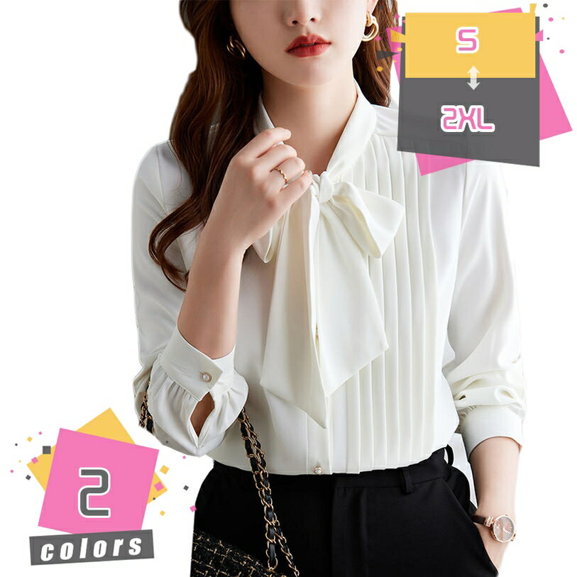 シャツ ブラウス レディース シフォン リボン トップス 立ち襟 長袖 無地 エレガント オフィス 着痩せ ボウタイブラウス おしゃれ 可愛 フレア オフィス 通勤 デート お出掛け お呼ばれ 着痩せ きれいめ 秋 冬 春 秋 mdnat