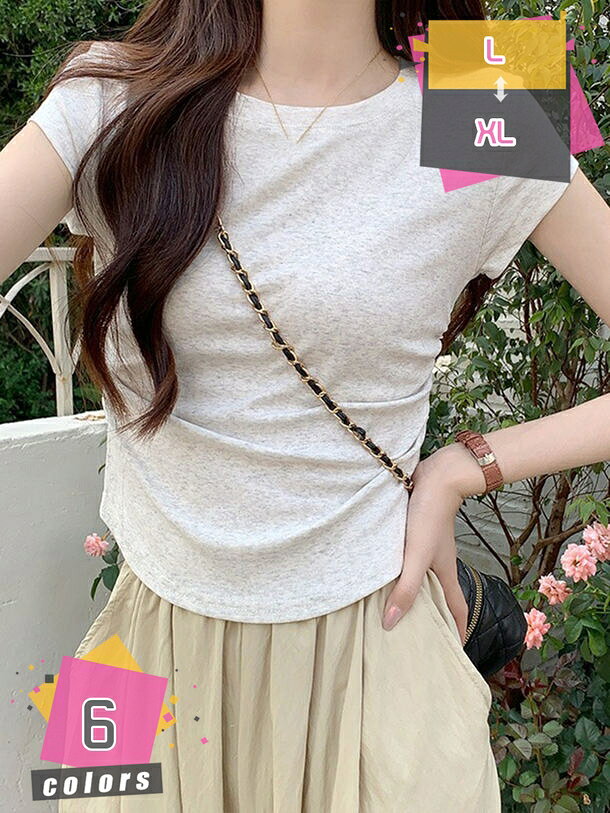 Rakuten - レディース ショート丈 Tシャツ 半袖 トップス 夏服 可愛い セクシー カジュアル スリム カットソー クルーネック 日常着 tシャツ 着痩せ 無地 かわいい ファッション おしゃれ 丸首 薄手 快適 インナー タイト シンプル 細身 mdnat