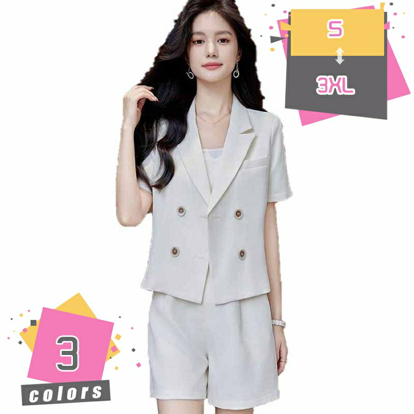 Suits For Job Interviews - セットアップ スーツ レディース パンツスーツ ジャケット 半袖 ショートパンツ 2点セット 夏 体型カバー フォマール オフィス 事務服 通勤 女性 エレガント パーティー お呼ばれ スーツセット ビジネススーツ mdnat