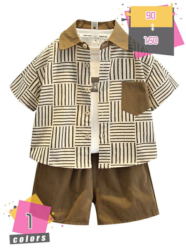 3点セット 男の子 夏服 半袖シャツ ハーフパンツ セットアップ スポーツウェア 子...
