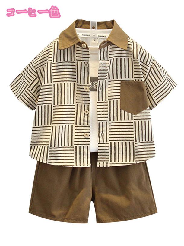 3点セット 男の子 夏服 半袖シャツ ハーフパンツ セットアップ スポーツウェア 子...