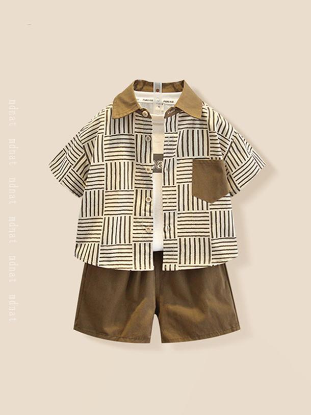 3点セット 男の子 夏服 半袖シャツ ハーフパンツ セットアップ スポーツウェア 子...