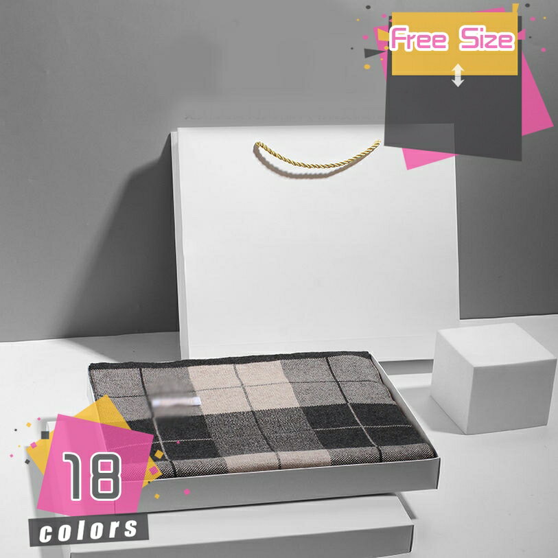 1000円OFFクーポン マフラー ストール メンズ ウール 無地 チェック シンプル 冬 チェック マフラー フ..