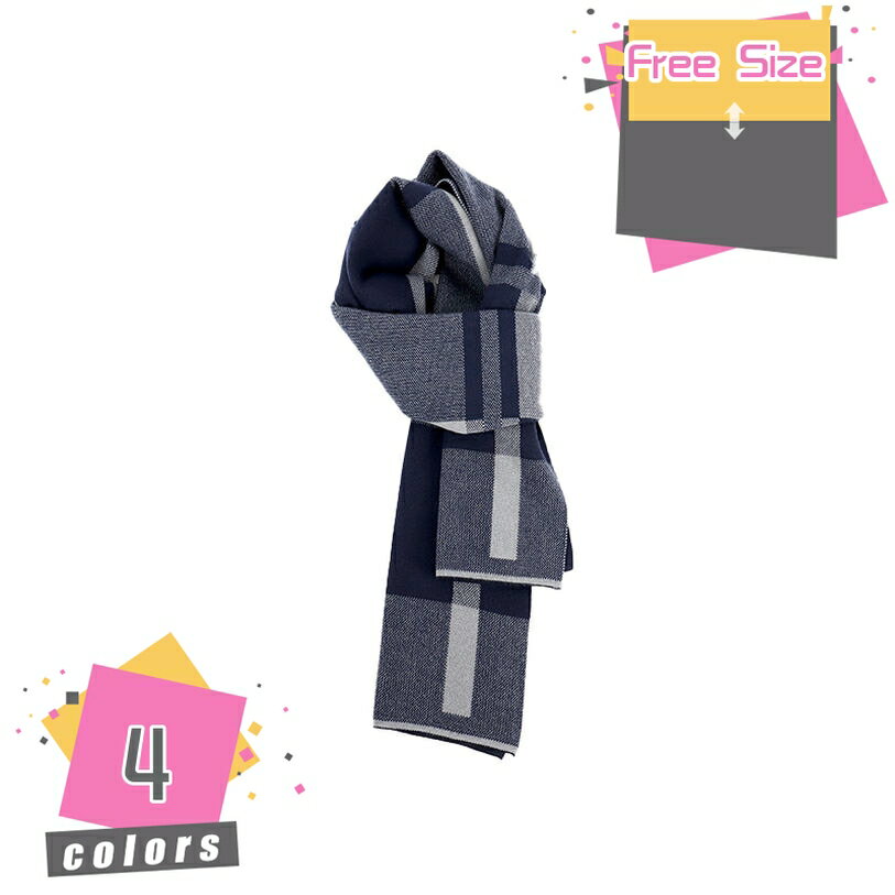 マフラー メンズ ストール 防寒 柄 ウールタッチ 厚手 おしゃれ 暖かい 大判 大きいサイズ メンズマフ..