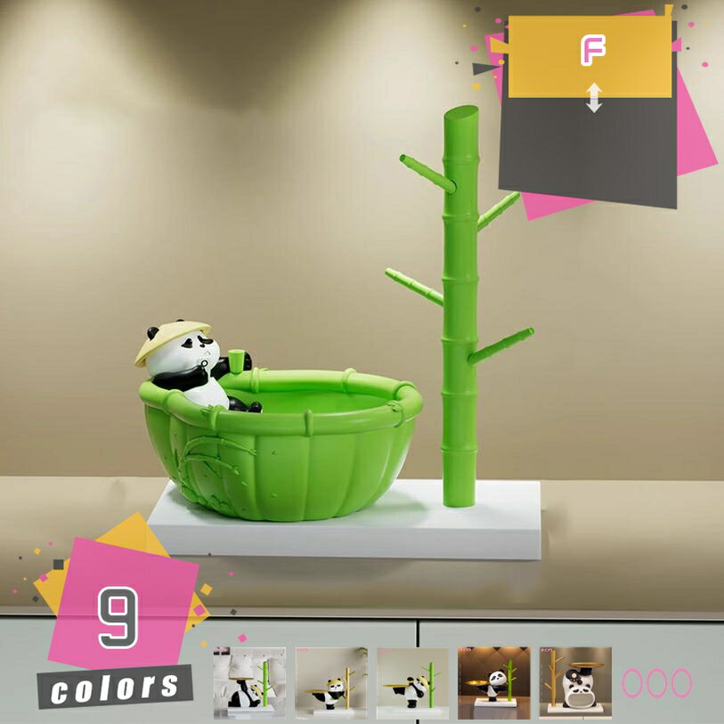 皿を捧げるパンダ くま アニマル キー収納 金属 樹脂製品トレイ 鍵置き 小物収納 玄関収納 卓上置物 収納トレイ 動物像 彫刻装飾 玄関 化粧卓 口紅スタンド 財布 コイン キャンディー皿 オブジェ パンダ好き 3D パーティーに最適 mdnat