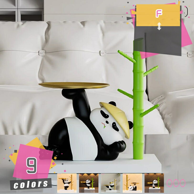 皿を捧げるパンダちゃん かわいい キー収納 金属 トレイ 鍵置き 小物収納 玄関収納 卓上置物 収納トレイ 動物像 彫刻装飾 玄関 ペットサイトテープル 化粧卓 口紅スタンド 財布 コイン キャンディー皿 お皿 インテリア おしゃれ mdnat