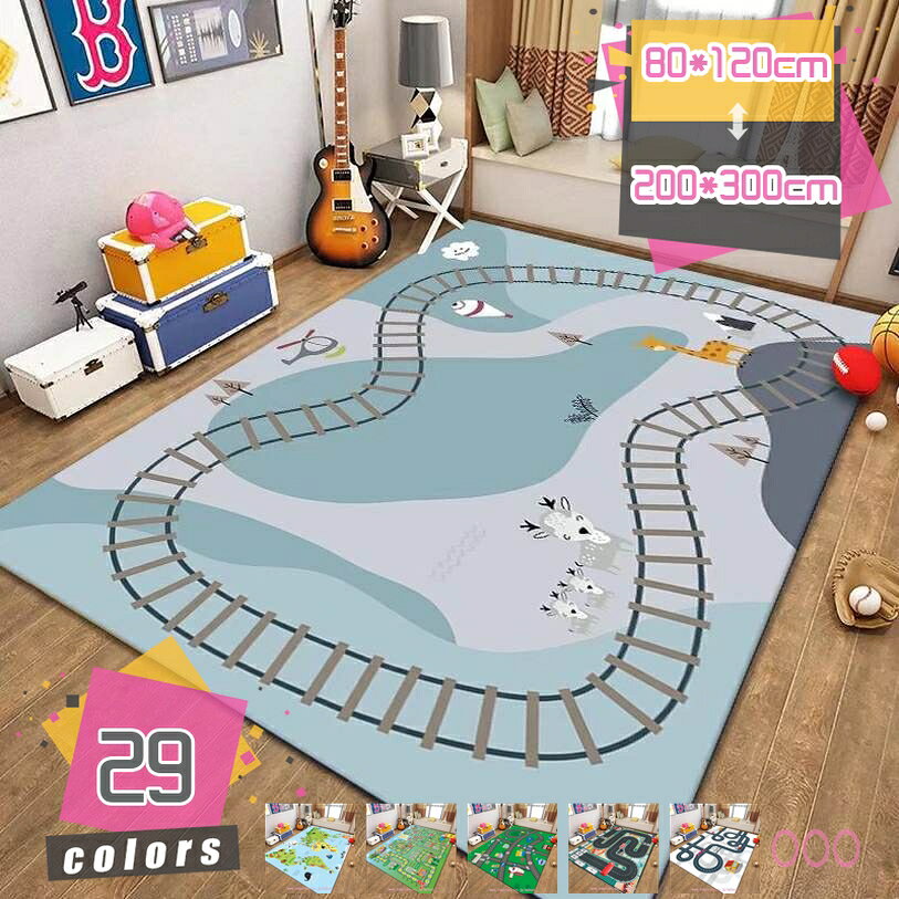 500円OFFクーポン カーペット ラグ 道路 キッズ プレイマット ロードマップ 子供喜...