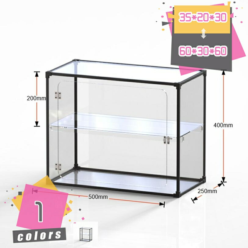 Collection Case, Tabletop, Small, Figure Case, Transparent Acrylic, Horizontal Type, Wooden, UV Cut, Acrylic Case, Collection Showcase, Display Case, Sturdy, Stain-Resistant, Protective Case, Assembly Required, mdnat