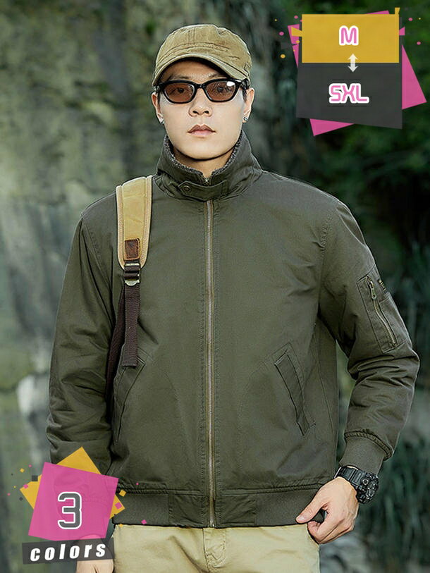 アウター メンズ フライトジャケット ミリタリー ジャケット ジャンパー カジュアル 裏ボア ボアジャケット 厚手 綿ジャケット 防寒 防風 保温 裏起毛 ブルゾンコート バイクジャケット 大きいサイズ