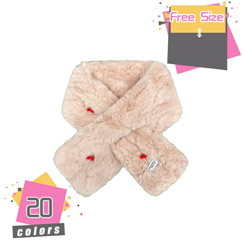 1000円OFFクーポン ティペット フェイクファー ファー 小さめ シンプル スヌード ネックウォーマー ショート マフラー レディース キッズ 子供 通学 親子 女の子 ファーマフラー 秋冬 通し穴 無地 ボア 防寒 軽量 クリスマスプレゼント mdnat