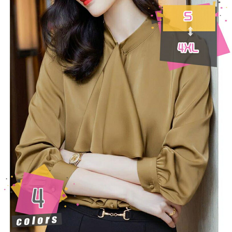 シャツ レディース ブラウス Vネック 開襟 リボン シフォン 長袖 着痩せ 体型カバー おしゃれ プルオーバー スリット ボウタイ シンプル エレガント レディースシャツ 上着 トップス フォーマル 通勤 お出かけ カジュアル キレイめ mdnat