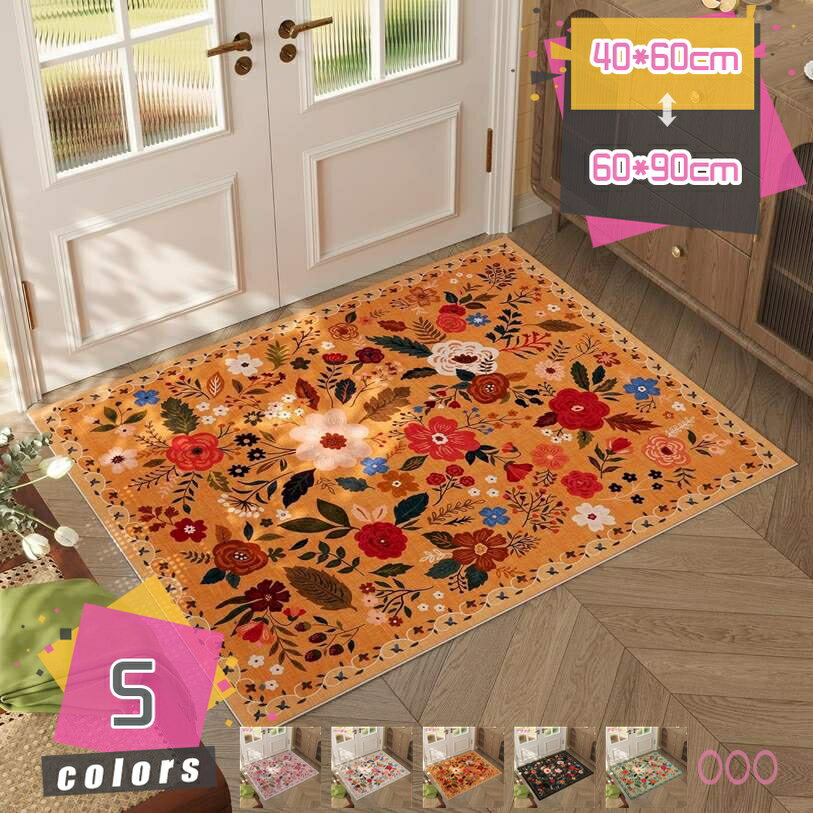 Mats - 300円OFFクーポン 玄関マット ペルシャ柄マット 泥除け ドアマット 北欧 屋外 屋内 エントランス 室内 花模様 洗える 無地 速乾 吸水 汚れ防止 滑り止め 吸水 触さよい 抗菌 ウェルカムマット お風呂 浴室 台所 インテリア かわいい 洗える 泥落としマット バスマット