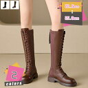 長靴 ロング ブーツ レディース 歩きやすい 厚底 革 編み上げ 幅広 レースアップ 太ヒール ゆったり 疲れない 女子 カジュアル おしゃれ ファッション ダンス キャバ靴 可愛い 細身 mdnat