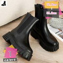 1000円OFFクーポン ブーツ バックファスナー 厚底 プレーントゥ プラットフォーム サイドゴア レディース レディース サイドゴアブーツ 本革 厚底 身長...