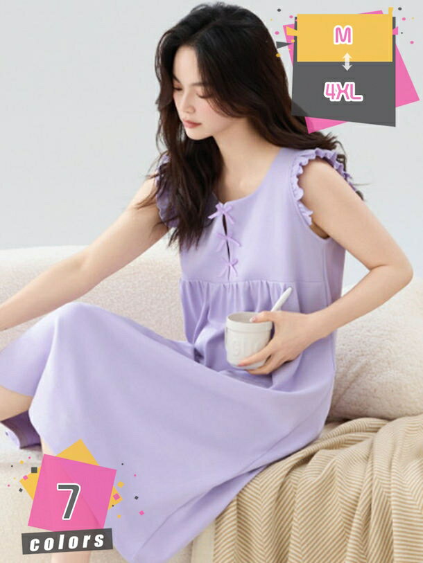Negligees - ルームワンピース 夏 袖なし レディース ナイトウェア 綿 モーダル ワンピース ネグリジェ ロング Tシャツワンピ ゆったり 通気性 パジャマ 大人女性 寝巻き ルームウェア 部屋着 女性 婦人服 寝間着 ねまき お泊り mdnat