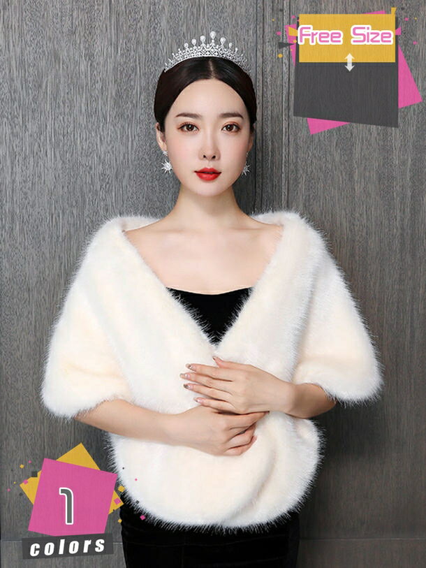 1000円OFFクーポン ショール レディース 厚手 ストール 大判 ファー 暖かい フェイクファー 冬 ボレロ 結婚式 パーティー フェイクファー ストール 振袖 ショール ファー 着物 和装 ファーショール パーティドレス mdnat