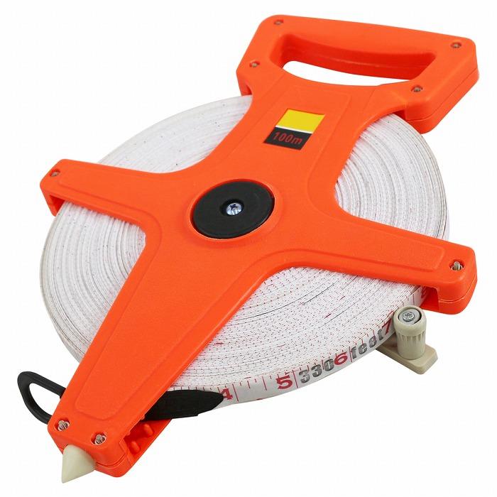 乐天商城 - 100m 1個 テープメジャー 巻尺 両面目盛り付 コンパクト 距離測定器 ライン引き 運動会 体育祭 部活 計測 工事現場 建築 測定