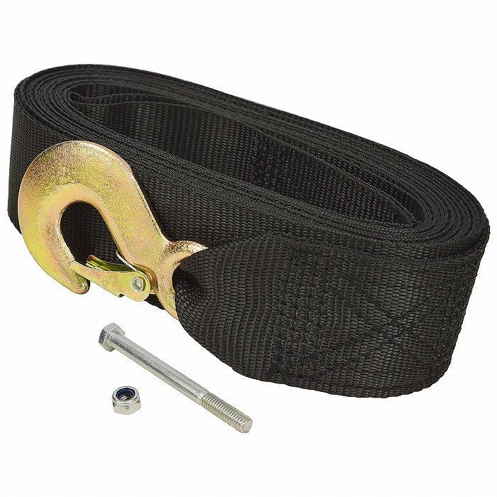 乐天商城 - 2600LBS 1180kg 50mm 8.4m ハンド ウインチ 交換 ベルト トレーラー ジェットスキー バイク ボート 固定 工具 フック 付き