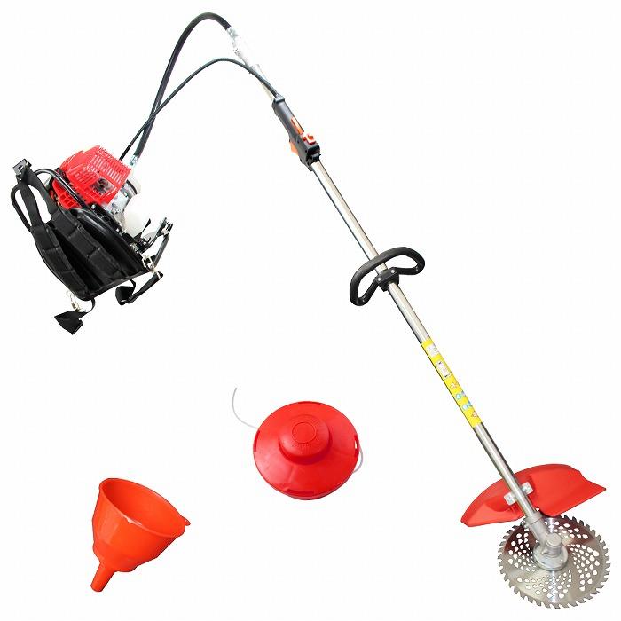 乐天商城 - 草刈り機 芝刈り機 背負い式 チップソー付 4サイクル 35cc 0.9kw 4ストローク 4スト ガソリン燃料 本体:レッド/赤