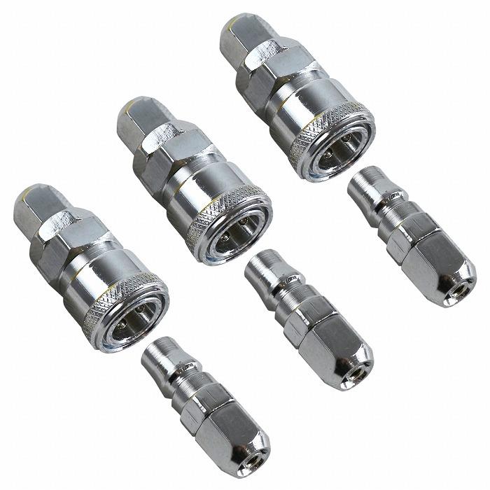 乐天商城 - ワンタッチカプラー オス/メス 3セット 6個 内径5mm 外径8mm エアーホース 適合 エアーツール 1/4 クイック カプラ PN /SN