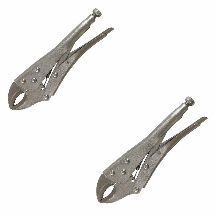 乐天商城 - 2個セット ロッキング プライヤー 225mm 丸形 曲線 あご ロック バイス グリップ 万力 固定 鈑金 溶接 ペンチ 10インチ 22.5