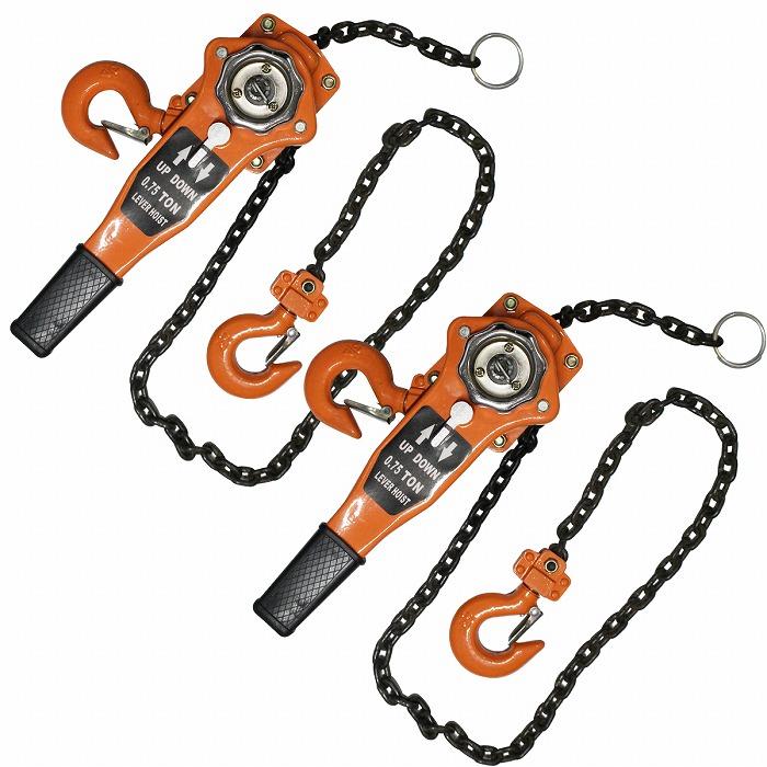 乐天商城 - 2個set 0.75t レバーホイスト 荷締機 レバー式 チェーン ブロック ガチャ ガッチャ レバー チェン ブロック 750KG ホイスト