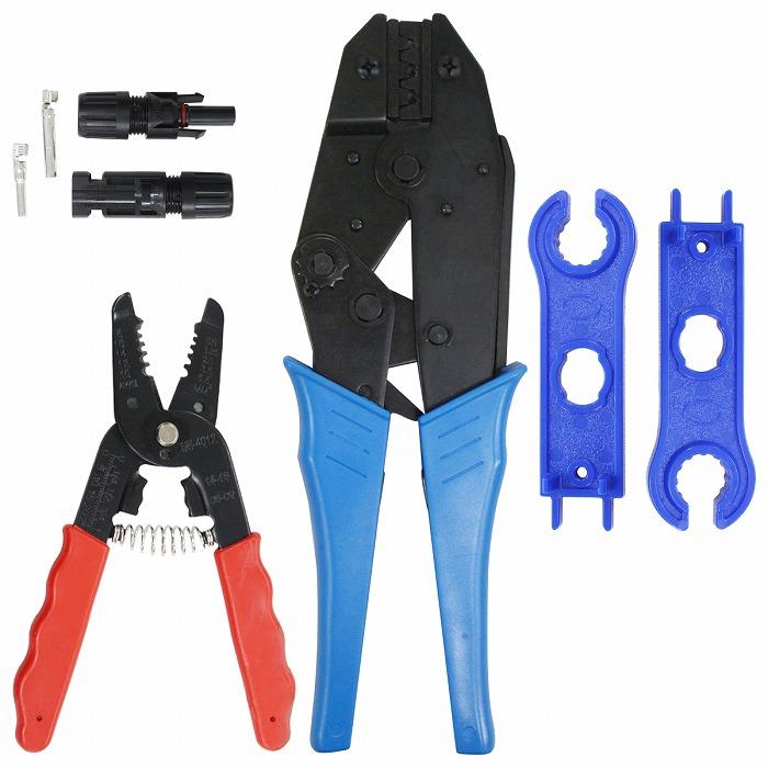 乐天商城 - 【訳アリ商品】 圧着ペンチ/ストリッパー/MC4コネクター用スパナ/MC4端子 圧着工具 セット かしめ工具 カシメ ケーブル 端子圧着 DIY 作