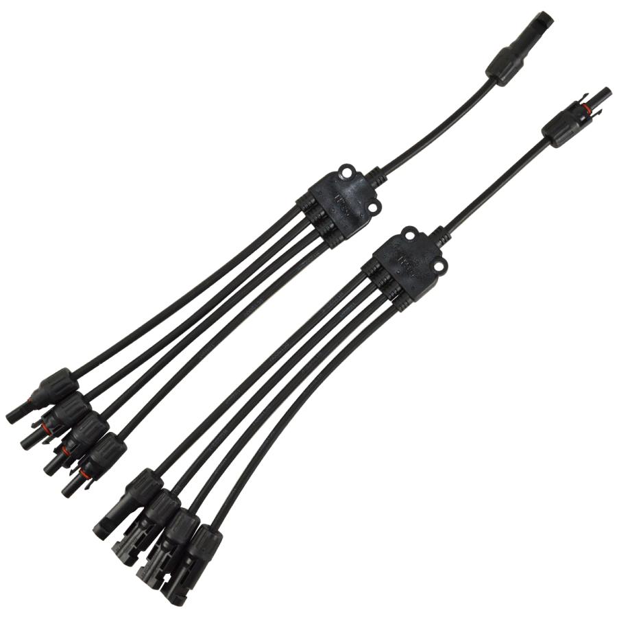 Rakuten - 『1セット 2本』Y型 並列用 4分配 並列 4分岐 MC4 接続 ケーブル コネクター ソーラーパネル オス/メス プラス/マイナス 2個