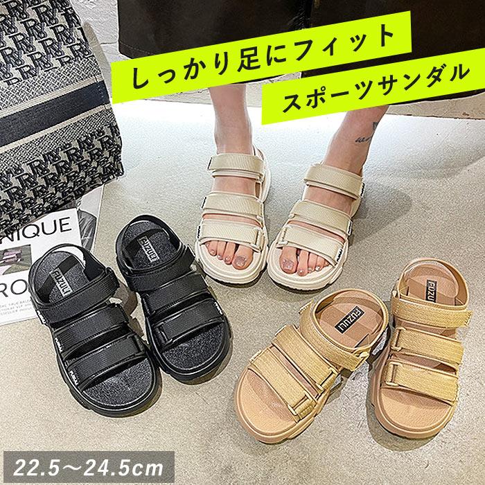 乐天商城 - スポーツサンダル 厚底スポーツ ベルクロ メッシュサンダル レディース 厚底シューズ 軽量 通気性 ウォーキングシューズ ^bo-676^