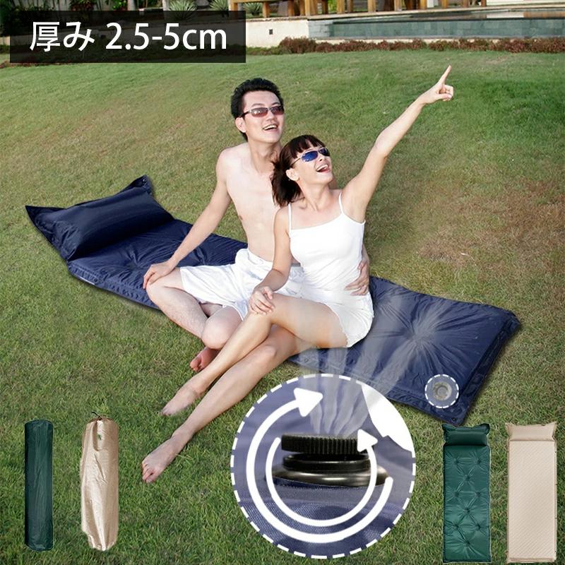 Camping Beddings - キャンプマット エアーマット 寝袋 マット 車中泊マット マットレス 枕 2.5CM厚さ 5CM厚さ シングルサイズ 防水防潮 持ち運び便利 連結