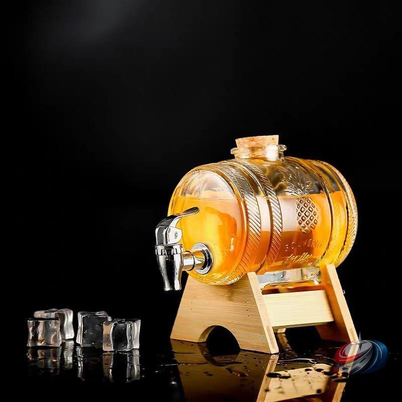 ミニ樽 1L ガラス クリア ワイン樽 ビールサーバー ピークル ブランデーやウィスキーの保存にも使える 見せる保存容器で高級感 家庭用