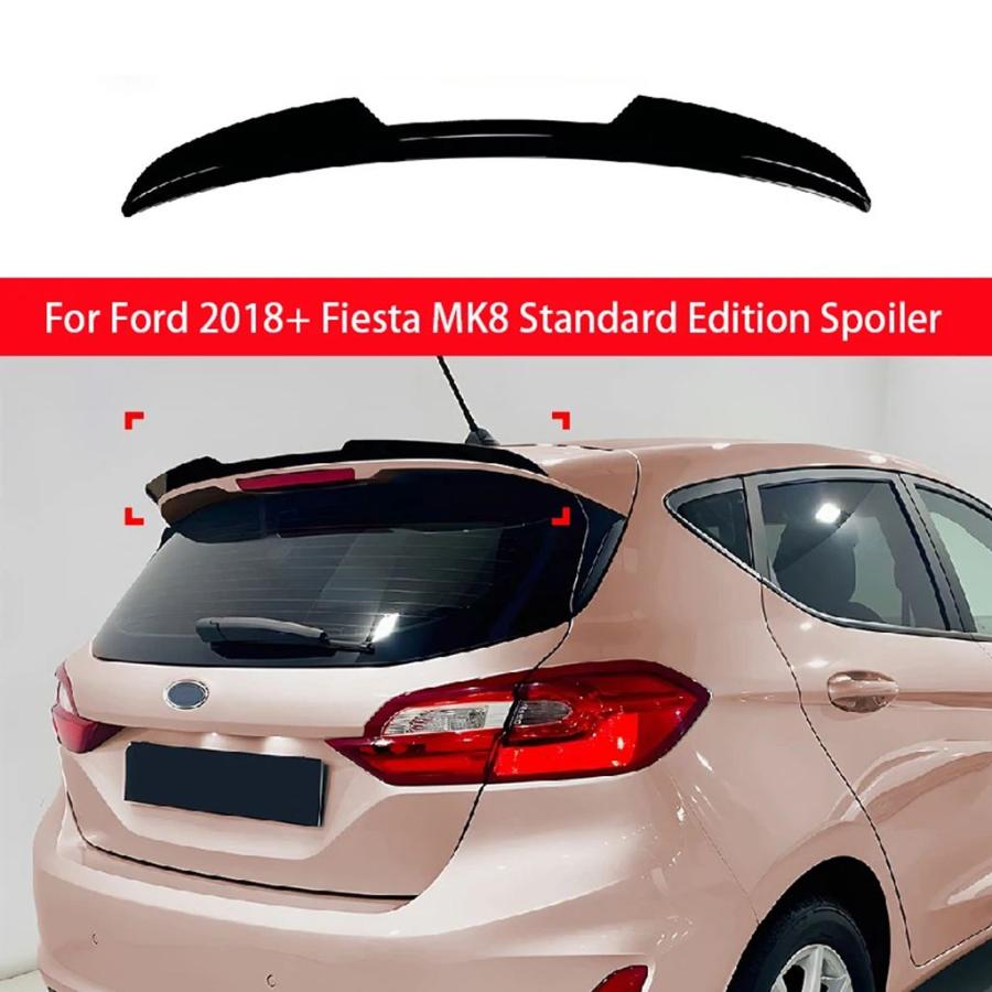 【並行輸入品】フォード 2018 + フィエスタ MK8 スタンダード版リアトップルーフトランクスポイラー光沢黒外装ガード装飾自動
