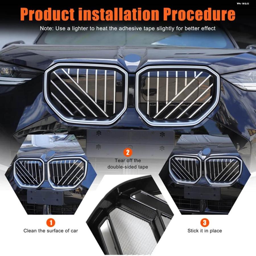 Rakuten - 並行輸入品 ABSブラック2個 BMW X3 G45 2025+カー スタイリング カーフロントセンター グリル 虫よけメッシュカバー ステッカー カー 外