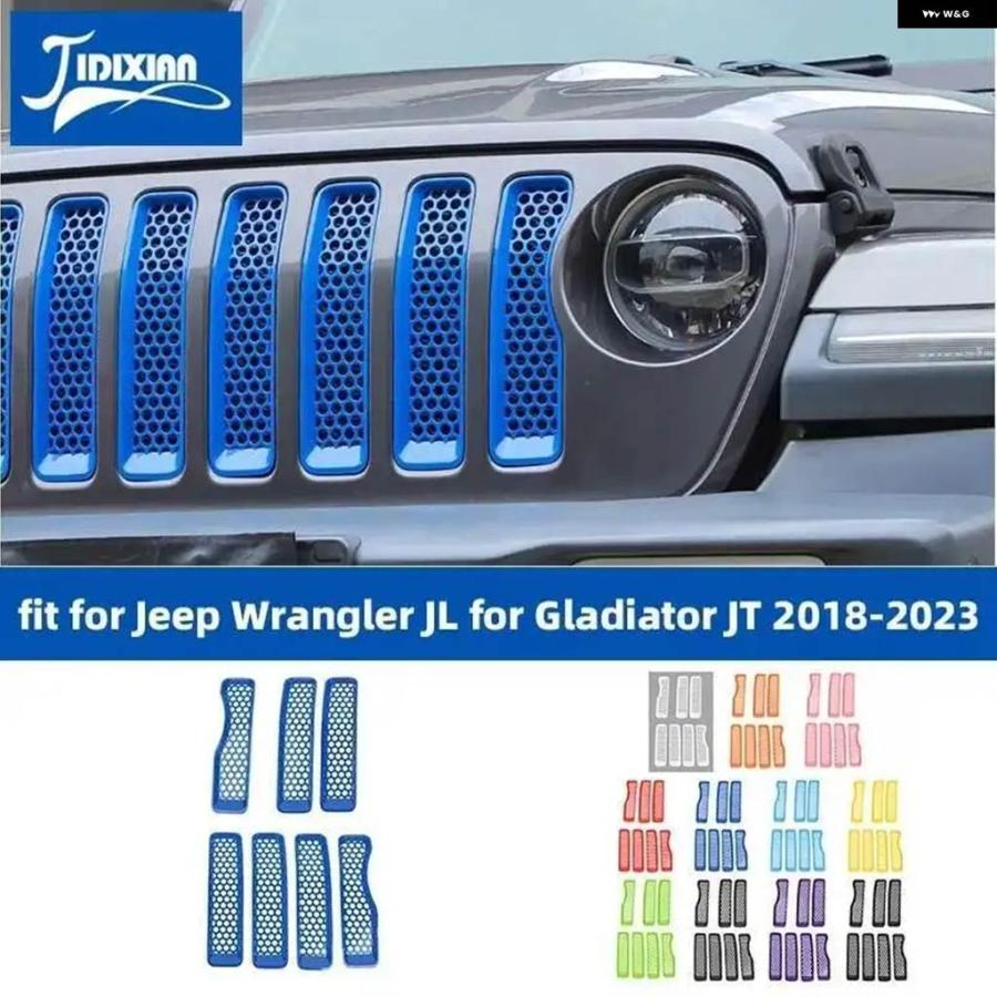 Rakuten - 並行輸入品 JIDIXIAN ジープ ラングラー JL グラディエーター JT 2018-23 車フロント グリル メッシュデコレーションカバー アクセサリ