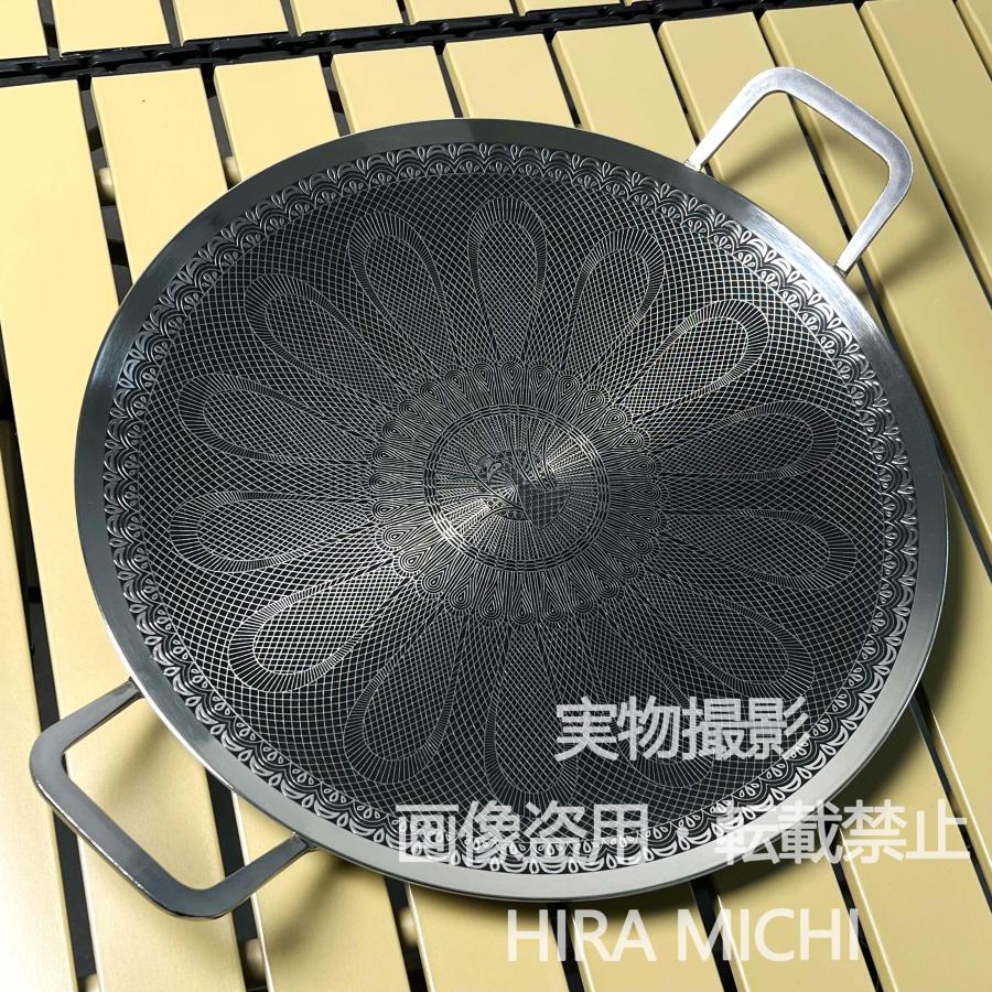 乐天商城 - チタン合金製 アウトドア用 焼肉プレート 直火 IH対応 グリルパン 焼肉グリル キャンプ用 韓国料理対応 316ステンレス 38cm 大型 BBQ プ