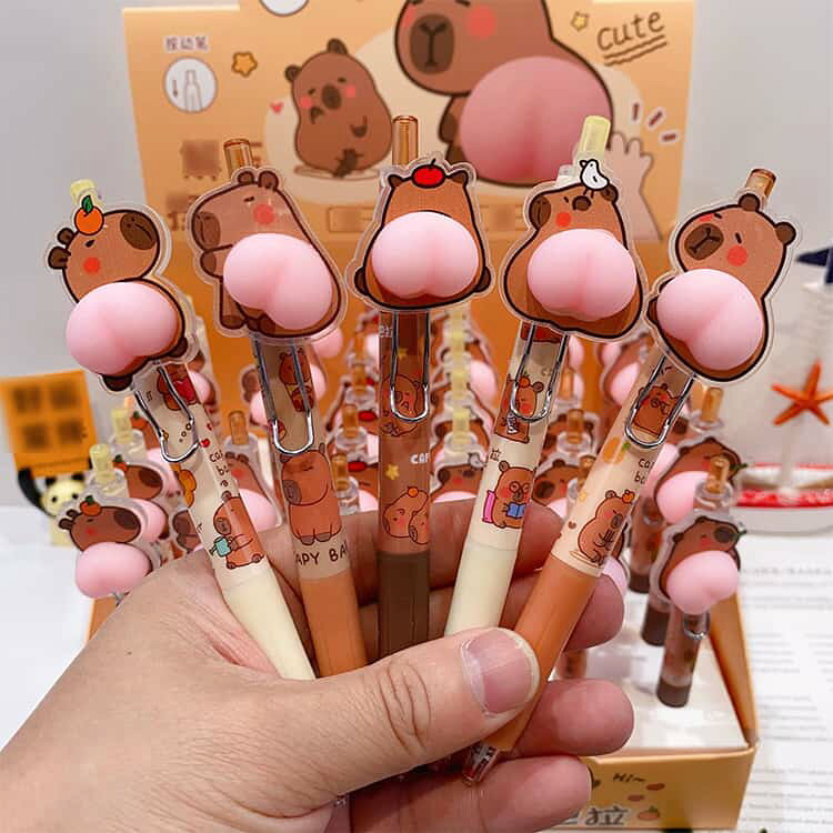 ボールペン 0.5mm おしりぷにぷに ご褒美ペン 6点セット ぷにぷに おしりペン お尻 可愛い ノック式 クリップ型 大人用 子供用 ペン ご褒美 立体 3D 入 カピバラ パンダペン mdr101-10008926 エムディーアール 楽天市場店 サンプル画像2