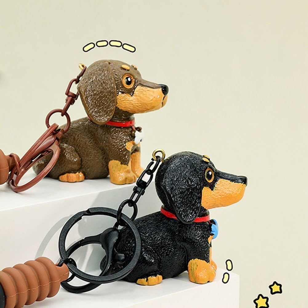 乐天商城 - ダックスフンド犬 キーホルダー キーリング チャーム 樹脂製 犬のチャーム バックパック ペンダント 黒 バッグ用 おしゃれ