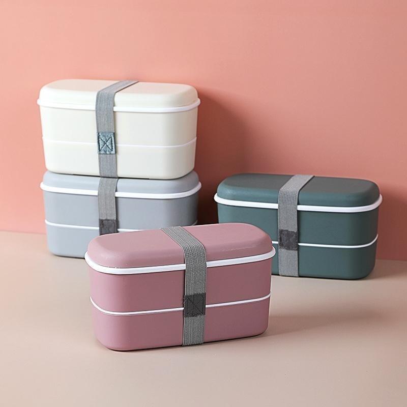 Rakuten - 弁当箱 2段 大容量 可愛い 軽い レンジ対応 500ml シール容器 保存容器 パッキン一体型 ロック 汁漏れしにくい お弁当箱 ランチボックス 女性用