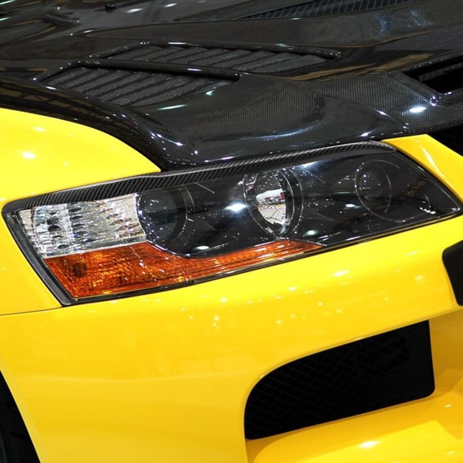 ランエボ7 8 9 カーボン製 ヘッドライトアイブロートリムカバー 三菱ランサーエボリューション カーアクセサリー