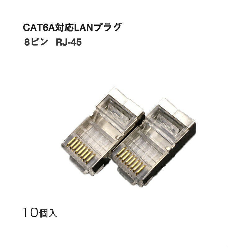 LANプラグ 10個セット 透明 RJ45 金属カバー アダプタ CAT6A対応 8Pin 10Gbps対応 ギガ光回線対応 超高速通信 LANケーブル 自作工具 DIYグッズ