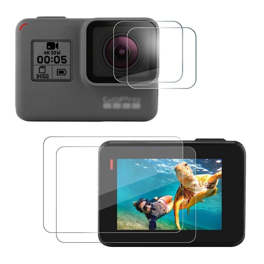 GoPro HERO 5/6/7 Black 用 9H液晶保護フィルム カメラフィルム 保護シート 気泡ゼロ 貼りやすい スクリーン＋レンズ用 汚れとホコリと傷を防ぐ 2枚セット