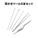 耳かき ツール 5本セット ピンセット 耳垢 掃除 除去 ステンレススチール 水洗い スッキリ ごっそり 汚れ 根こそぎ 安全 収納ケース付き