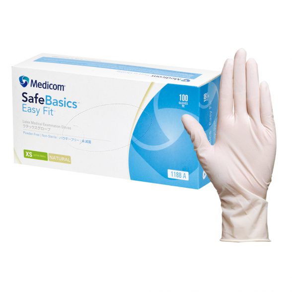 メディコム　セーフベーシック ラテックスグローブ イージーフィット　M　1188C　10箱　1000枚